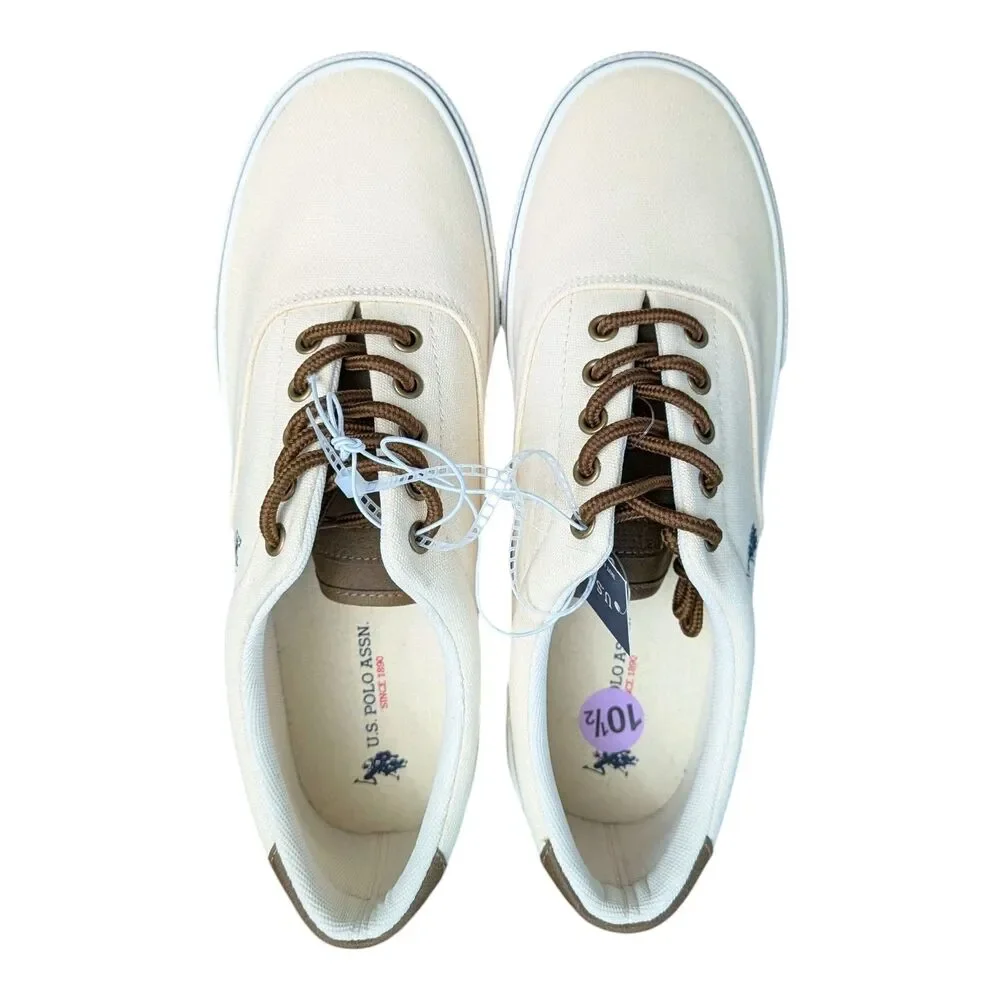 U.S. Polo Assn. Men's Wembley Canvas Sneakers 10.5 Beige/Cream Casual Low Top